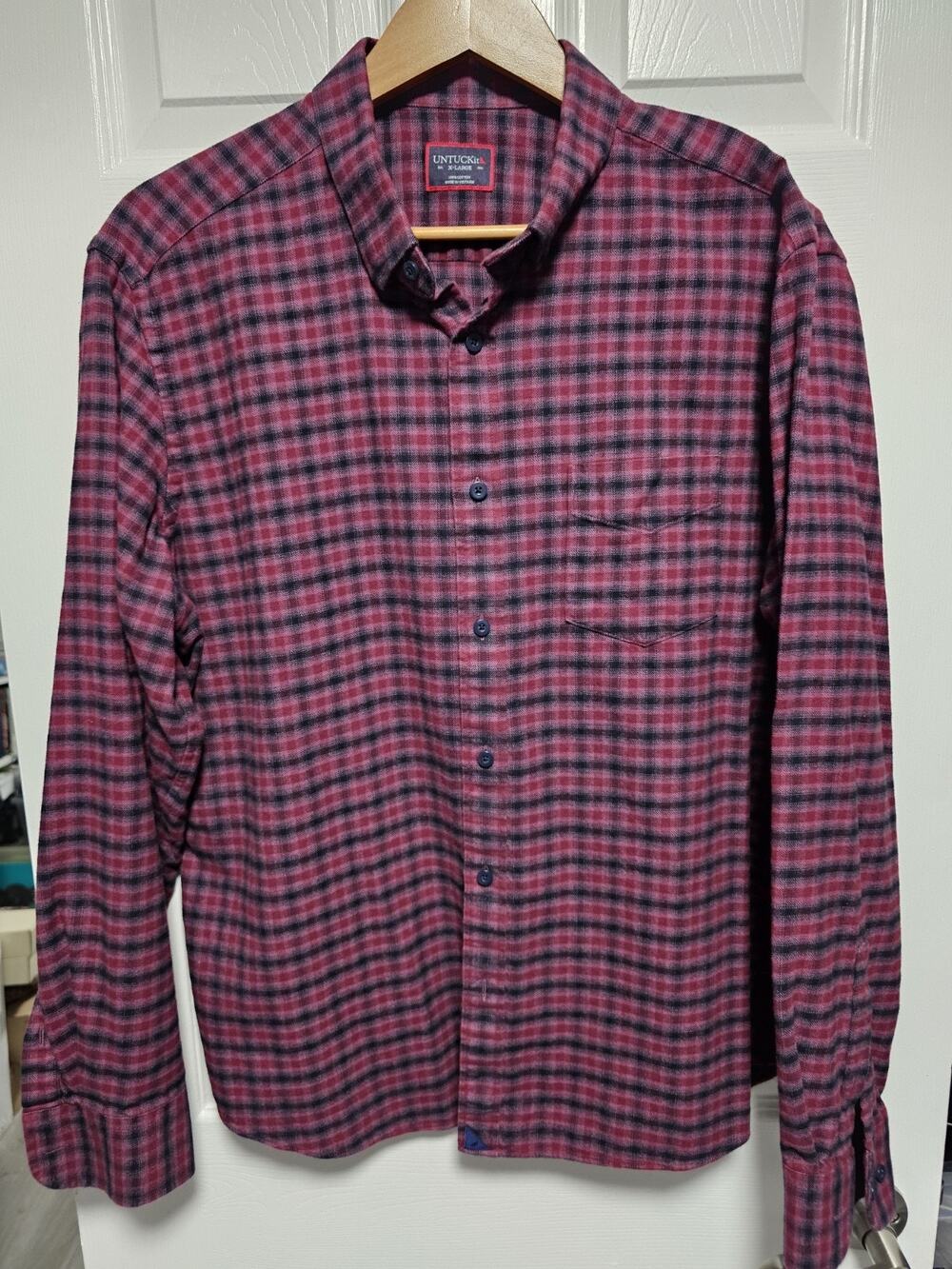 UNTUCKit Mens X-Large Calder Button Down Shirt Plaid Flannel Long Sleeve
